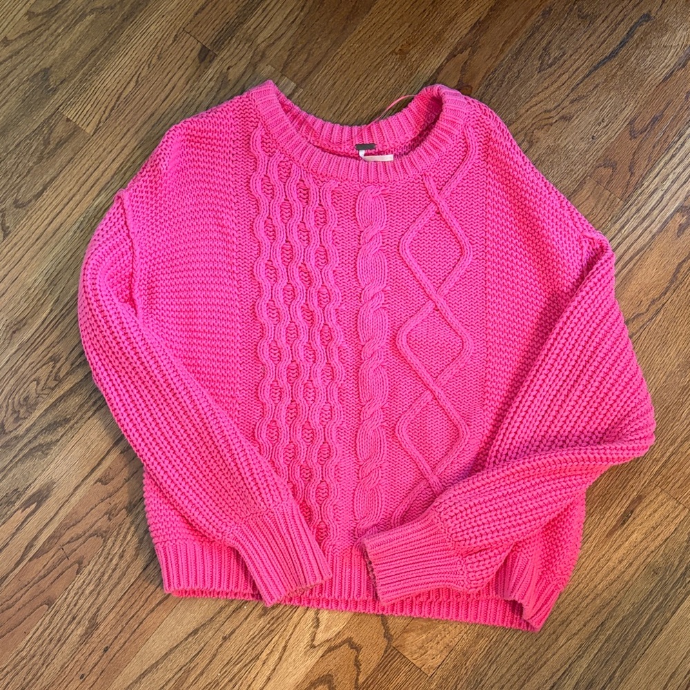 Pink Cable Knit Sweater-Free People